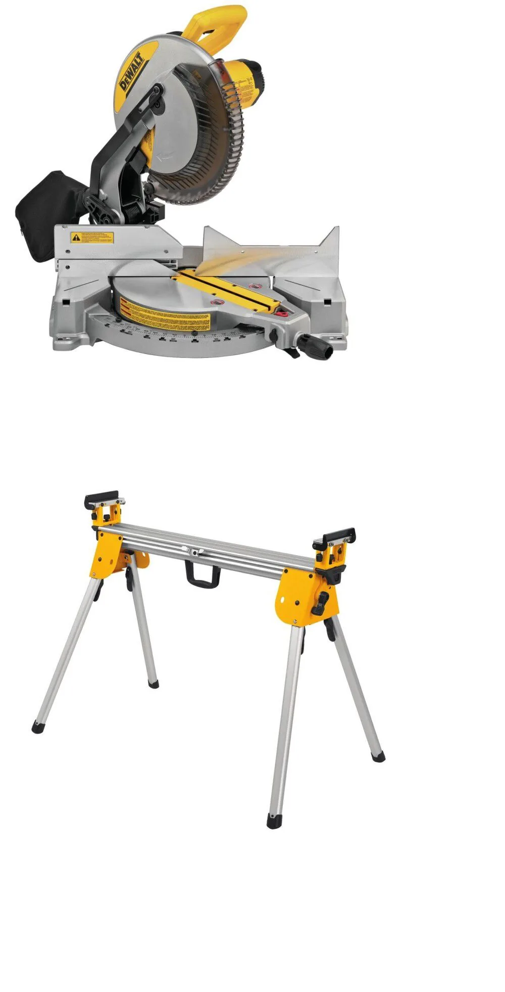 DEWALT 12 Inch 15-Amp Single Bevel Compound Miter Saw with Compact Miter Saw Stand Bundle