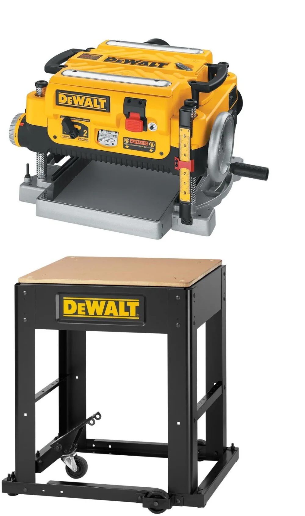 NEW DEWALT Thickness Planer 13in Three Knife 2 Speed with Mobile Stand Bundle