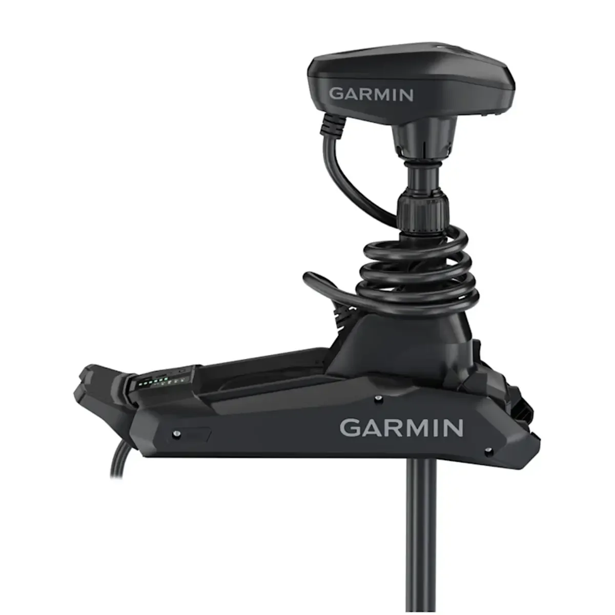 Black Garmin bow mount trolling motor with GT56UHD-TR transducer