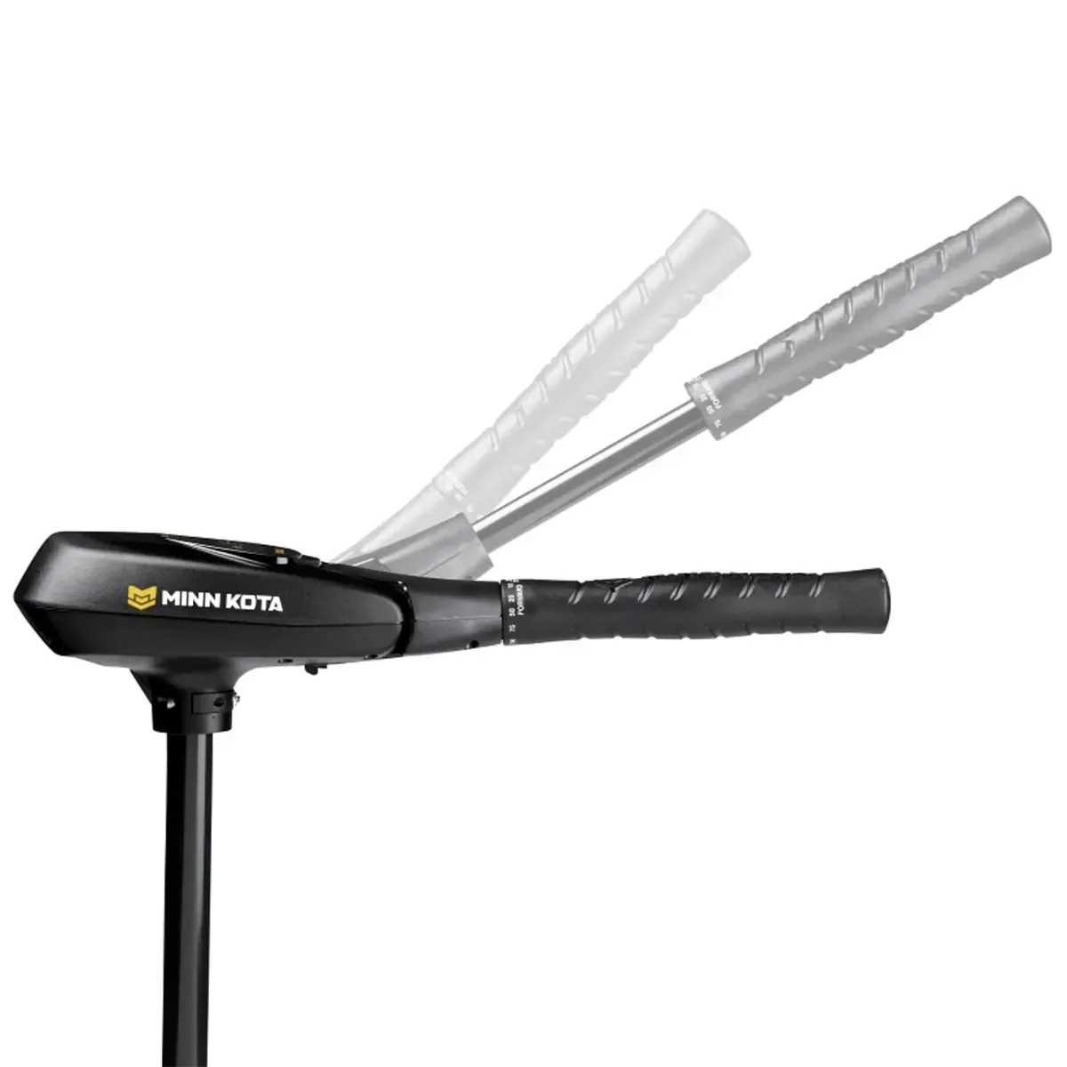 Freshwater transom-mount trolling motor with hand tiller control