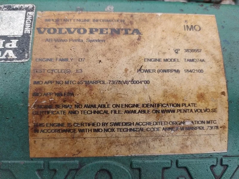 Used Volvo Penta TAMD74A 247HP Bobtail Marine Diesel Engine