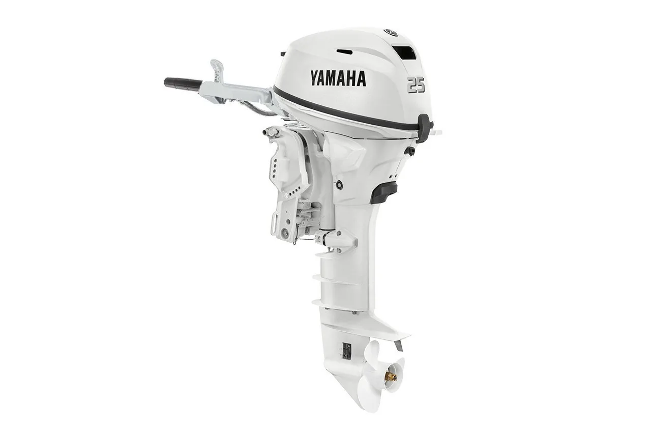 Yamaha F25LWTHC2 25HP White Tiller Power Trim Outboard Motor
