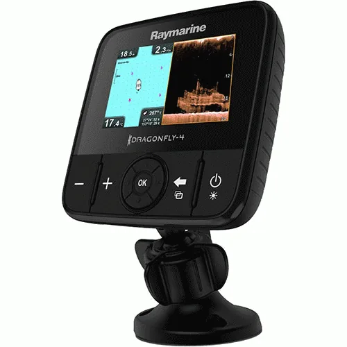 RAYMARINE DRAGONFLY 4PRO W/ DUAL CHANNEL CHIRP DOWNVISION SONAR & CHARTPLOTTER – US PACKAGE