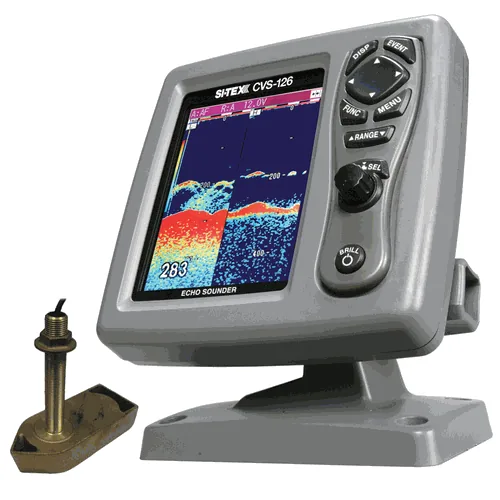 SI-TEX CVS-126 DUAL FREQ ECHO SOUNDER W/THRUHULL DUCER 307/50/200T-CX