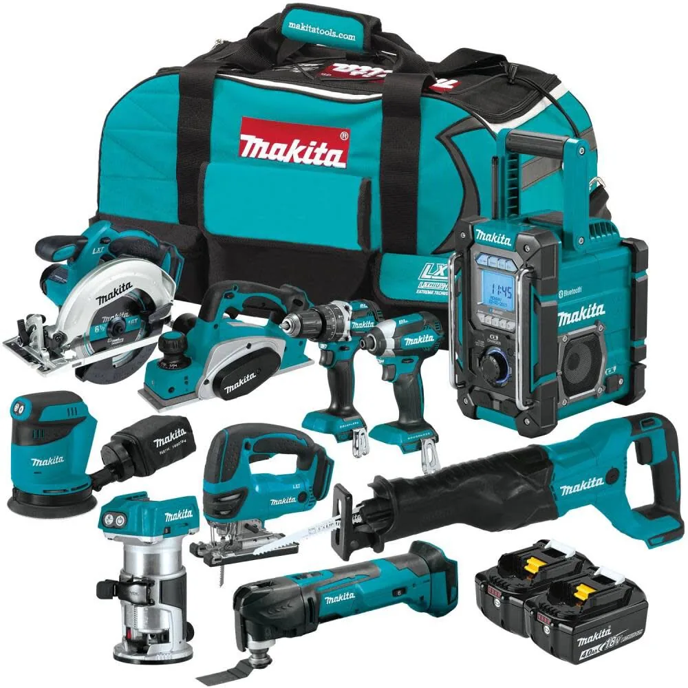 NEW Makita 18V LXT 4Ah Lithium-Ion Cordless 10pc Woodworking Combo Kit