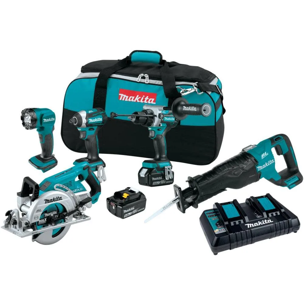 NEW Makita 18V LXT Lithium-Ion Brushless Cordless 5-Pc. Combo Kit (5.0Ah)