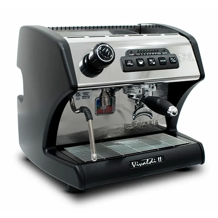A view of the back or side of the La Spaziale Vivaldi II, illustrating its direct plumb connection for a continuous water supply
