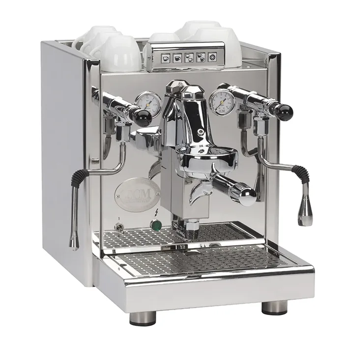A polished stainless steel ECM Elektronika II Profi Switchable, highlighting its elegant design and volumetric buttons