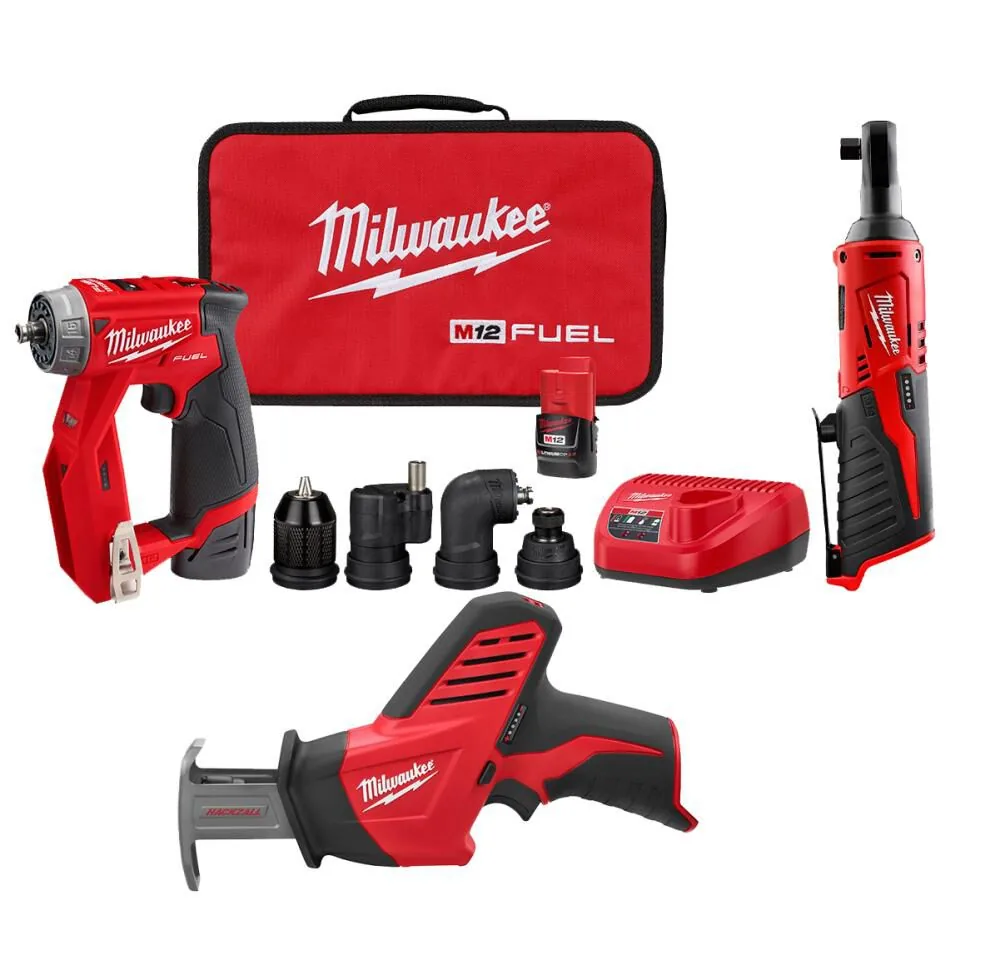 NEW Milwaukee M12 FUEL 3 Tool Combo Kit Bundle