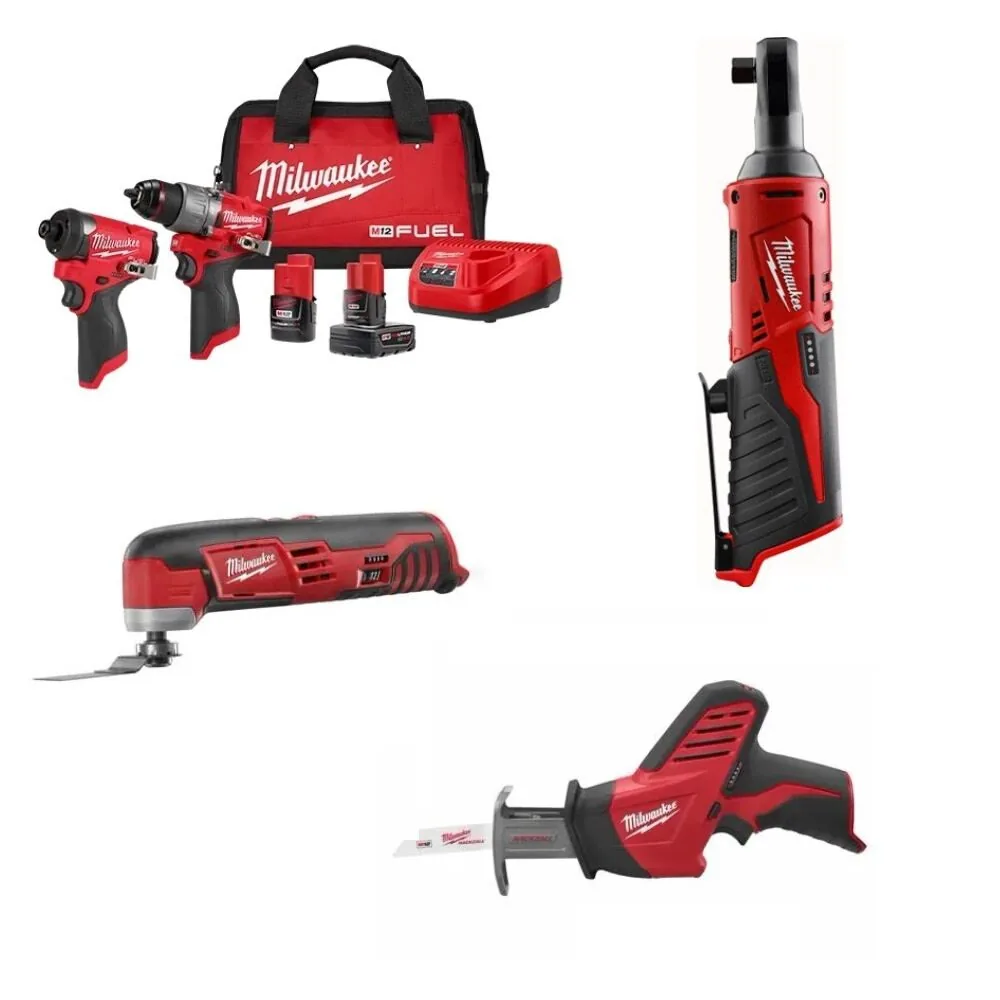 NEW Milwaukee M12 FUEL 2-Tool Combo Kit, Multi-Tool, Reciprocating Saw, Ratchet Bundle