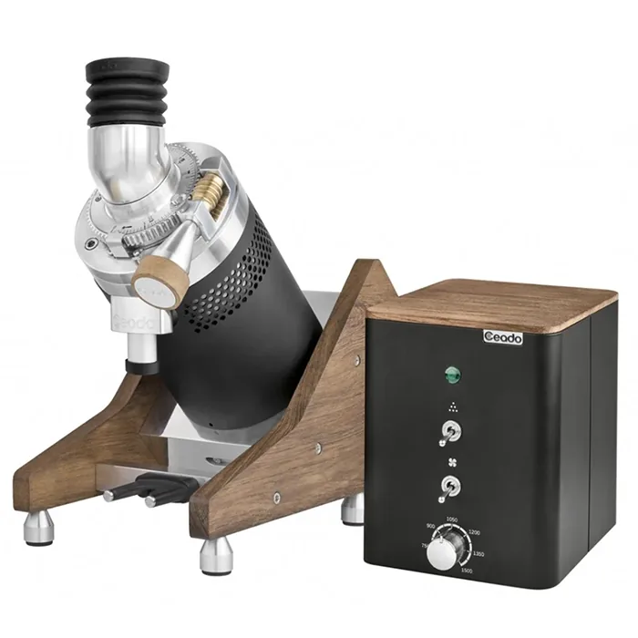 A sleek Coffee Grinder Ceado E37Z Hero with its angled design and single-dose bottles, ready for use