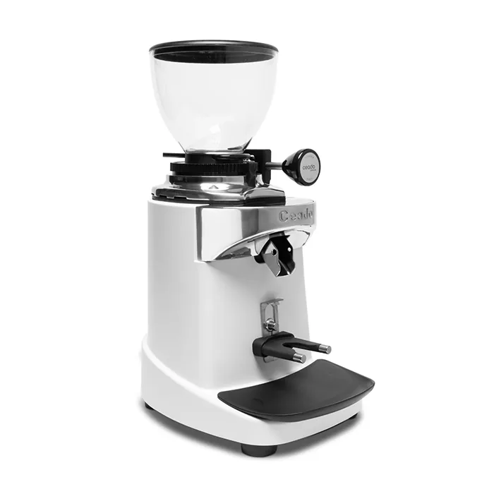 A sleek, Ceado E37S Espresso Grinder White, showcasing its modern design and touchscreen display