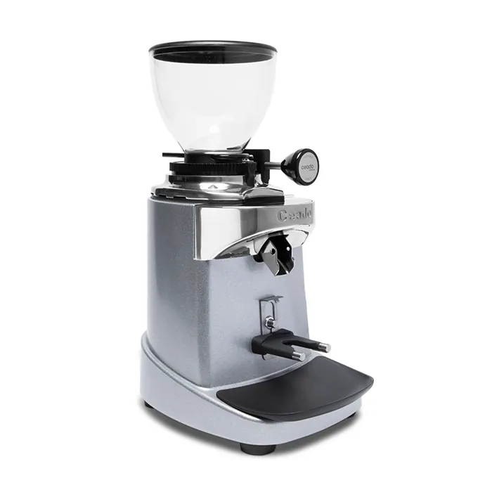 A sleek, Ceado E37S Espresso Grinder Silver, showcasing its modern design and touchscreen display