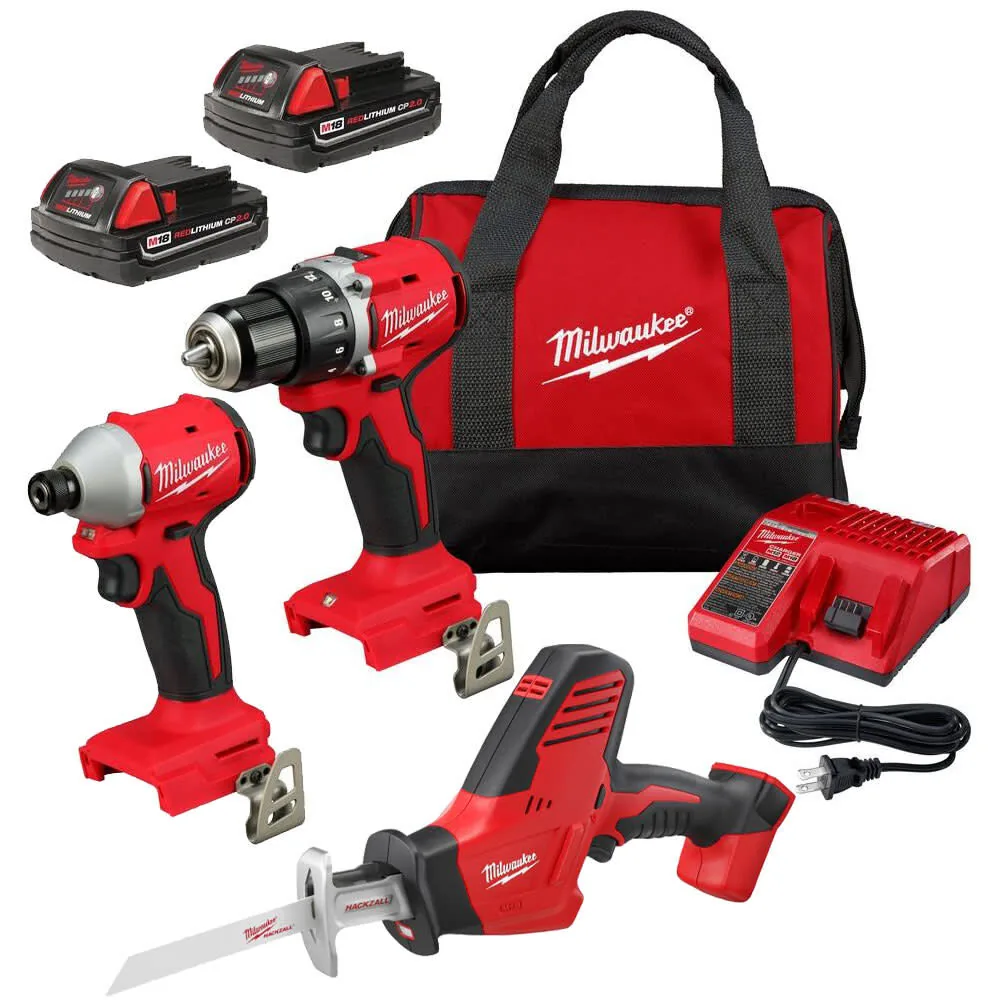 NEW Milwaukee M18 3 Tool Cordless Combo Kit Bundle