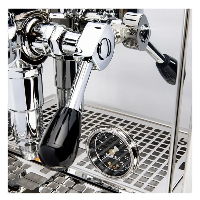 A clear view of the front-facing PID controller on the Profitec Pro 600 Espresso Machine, showing temperature and acting as a shot timer