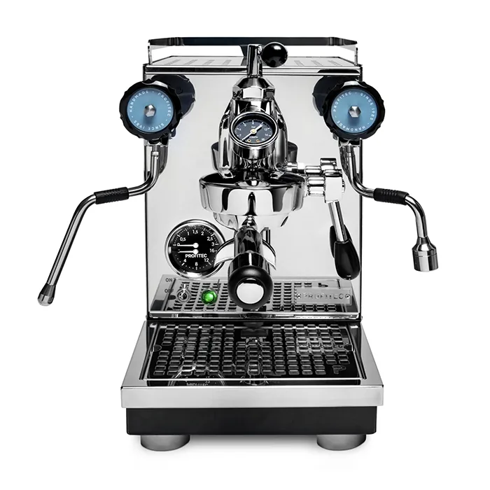 A sleek, Profitec Pro 400 Espresso Machine White, showcasing its compact size and front panel