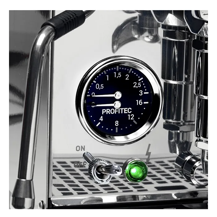 A set of the colored disclets for the front knobs of the Profitec Pro 400 Espresso Machine Stainless Steel, ready to be interchanged