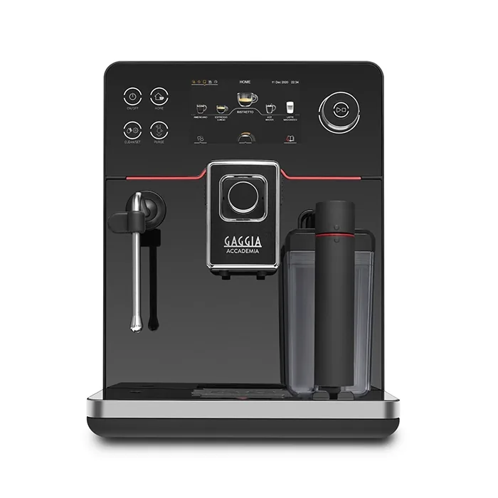 Gaggia Accademia Black Glass espresso machine with touchscreen