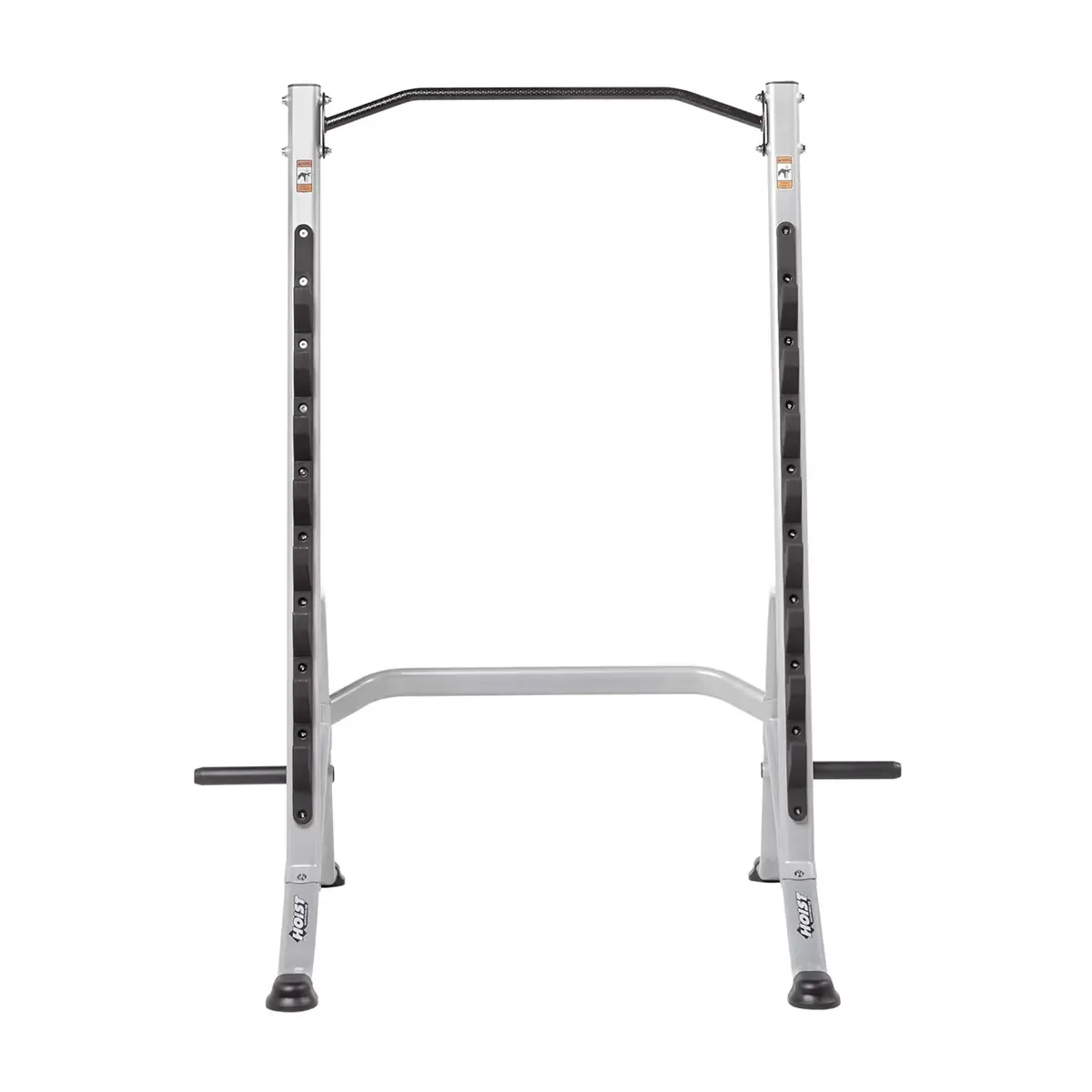 Multi-purpose squat rack with oval tubing frame and foot covers
