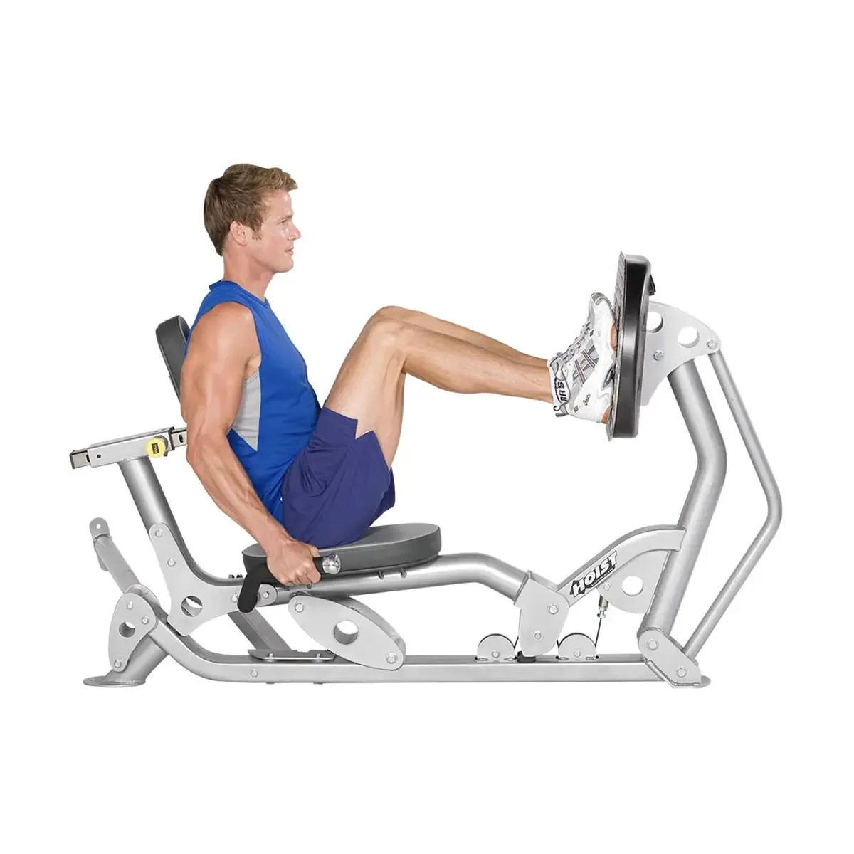 Hoist leg press machine with adjustable back pad