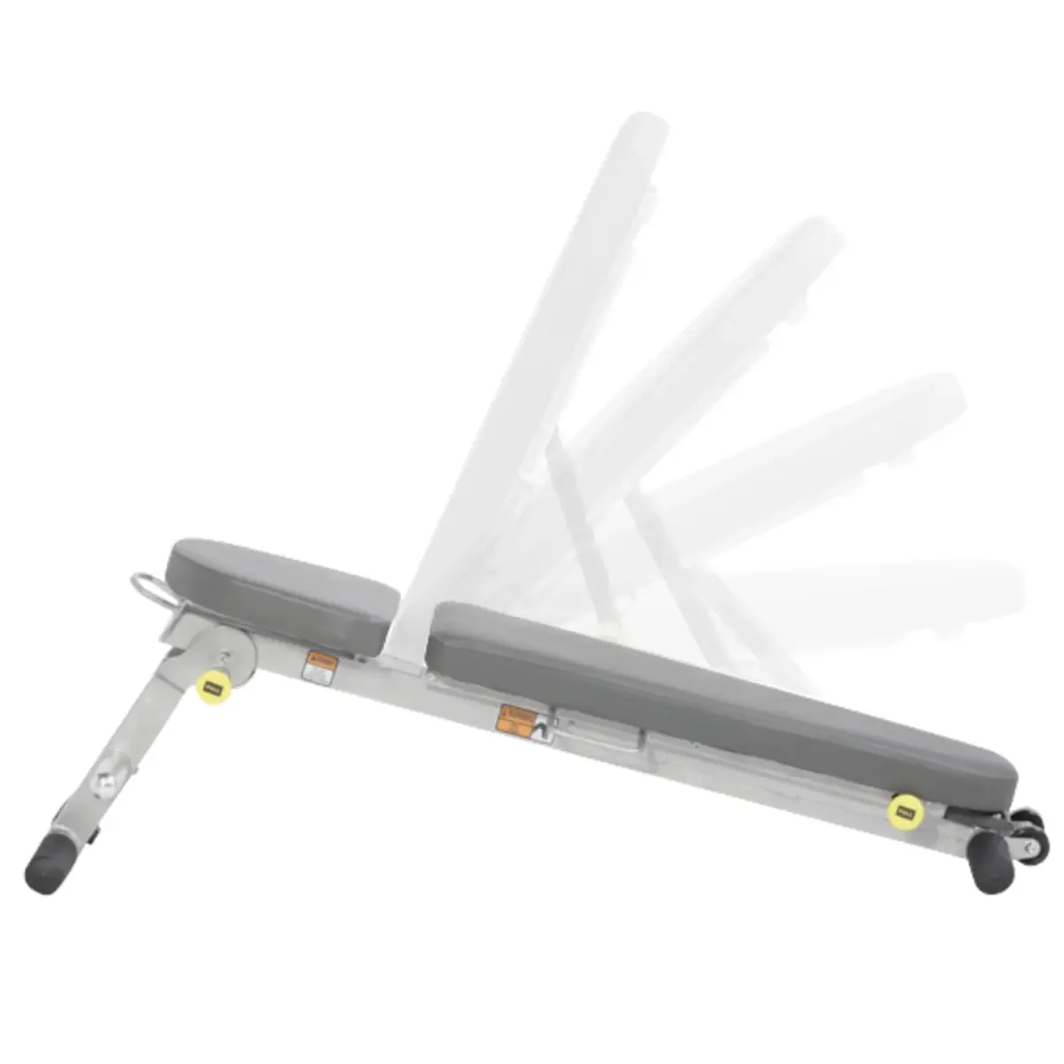 Incline decline bench with flat storage design and wheels