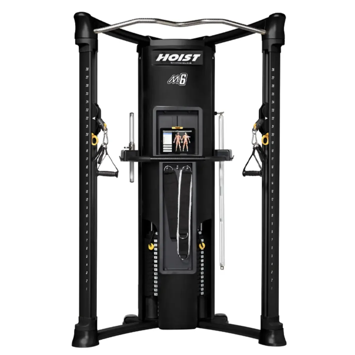 Hoist Mi6 Compact functional trainer with enclosed weight stacks and chin-up bar