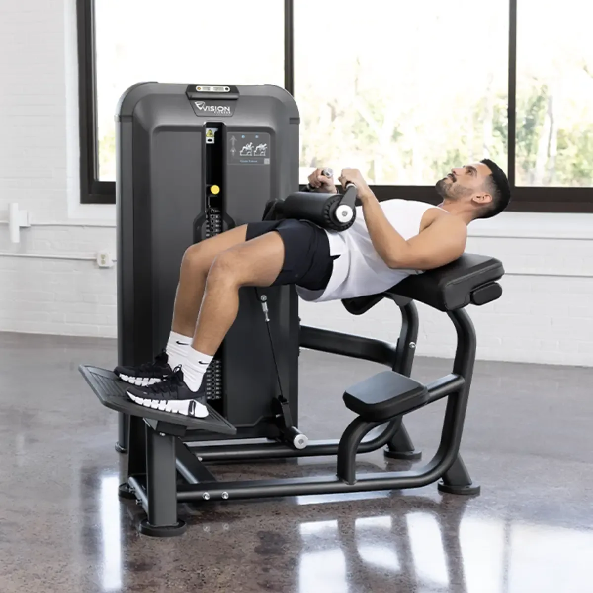 Vision Keystone Glute Trainer with 73 kg weight stack and instructional placards
