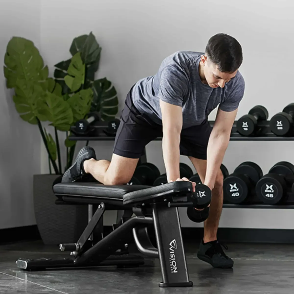 Vision Keystone Heavy-duty adjustable weight bench with wheels and handles