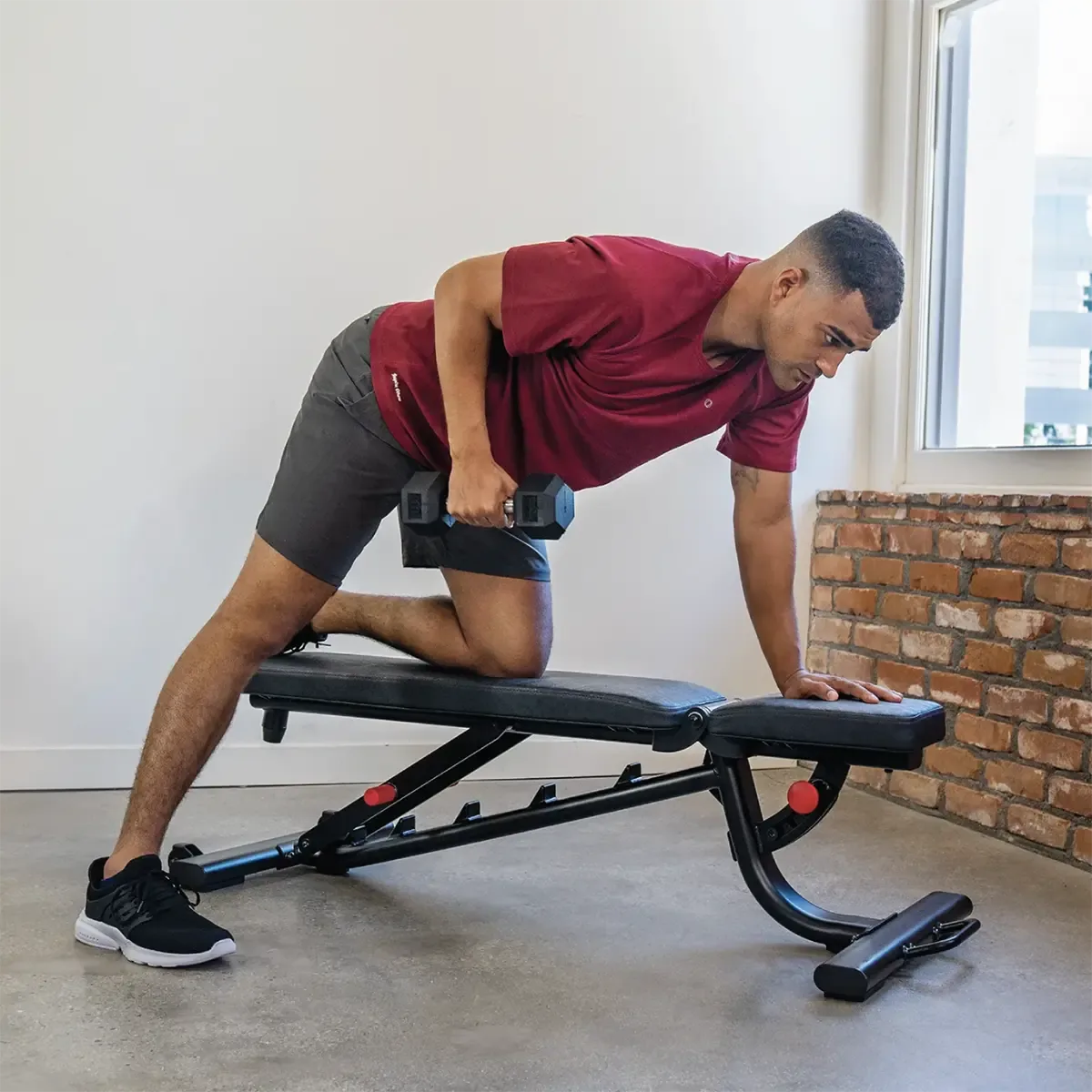 Inspire Fitness FID3 Heavy-duty bench with rear wheels and handle for easy positioning