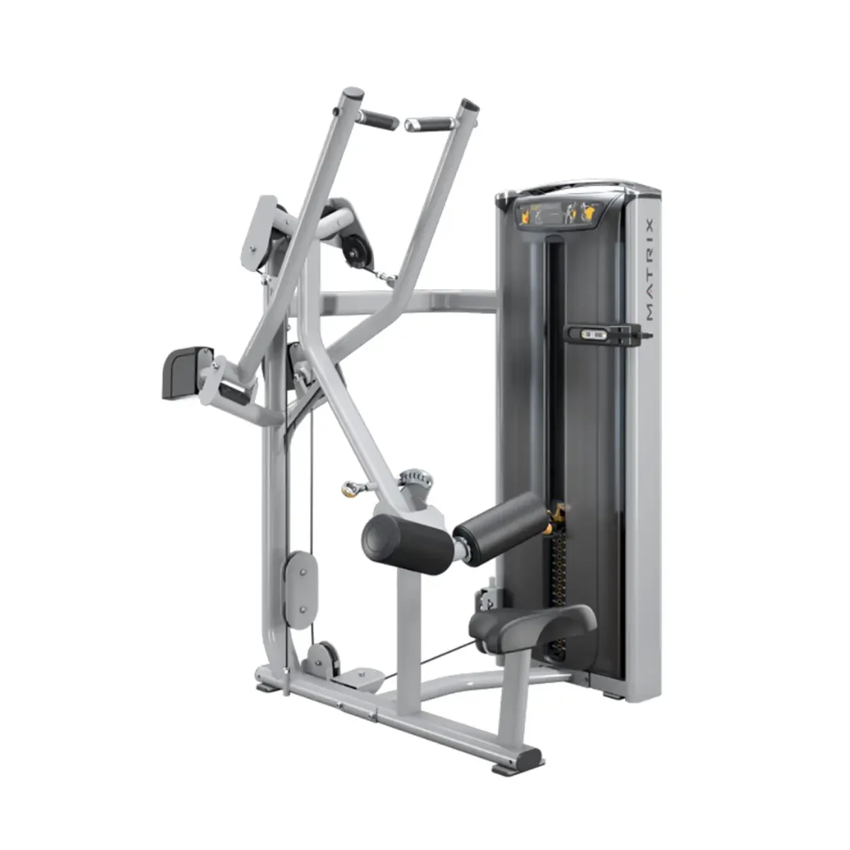 Matrix Versa Diverging Lat Pulldown Machine with full weight stack shields