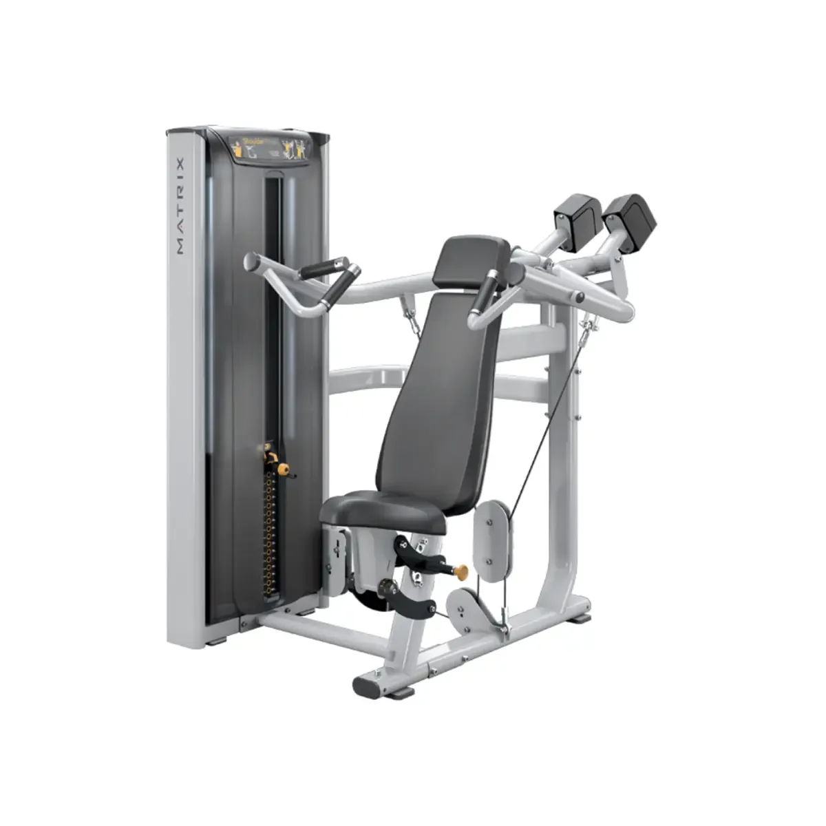 Matrix Versa Converging Shoulder Press Machine with full weight stack shields