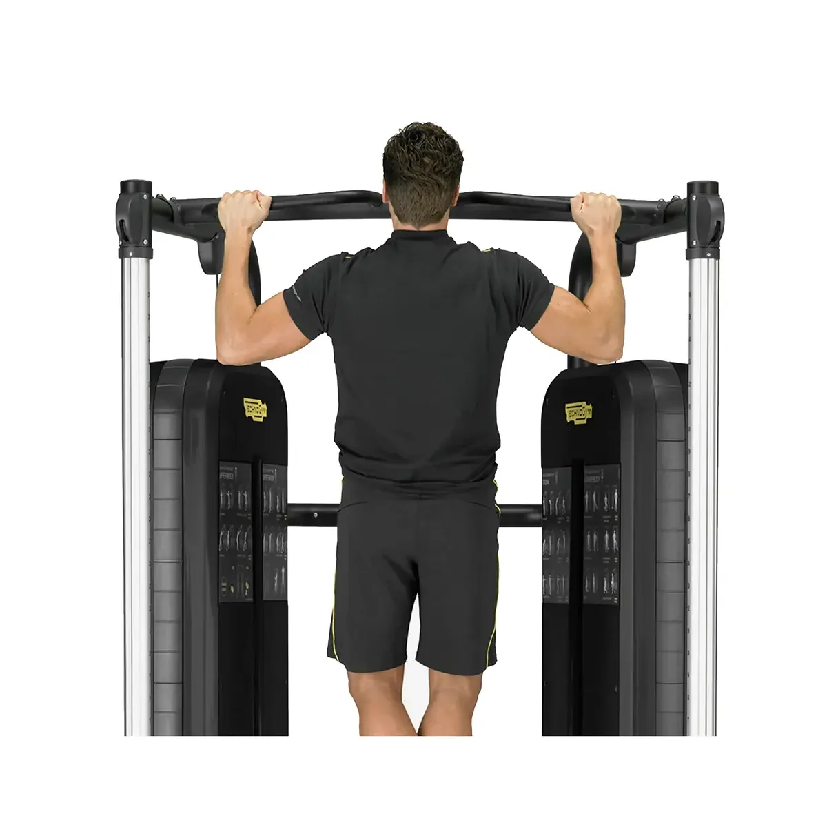 Dual adjustable pulley machine with ergonomic handles and integrated step