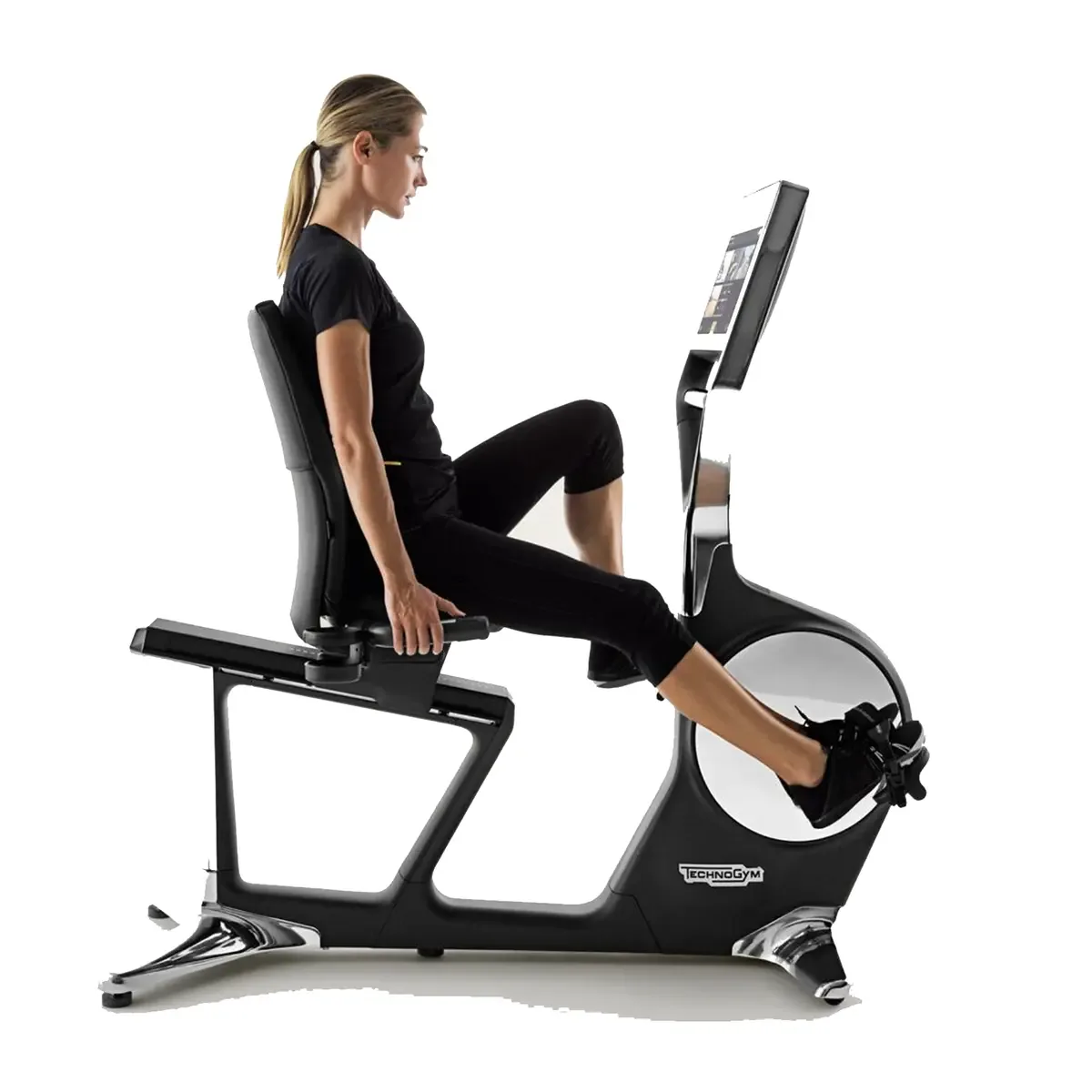 Recline Personal Side view of Technogym comfort-focused exercise bike
