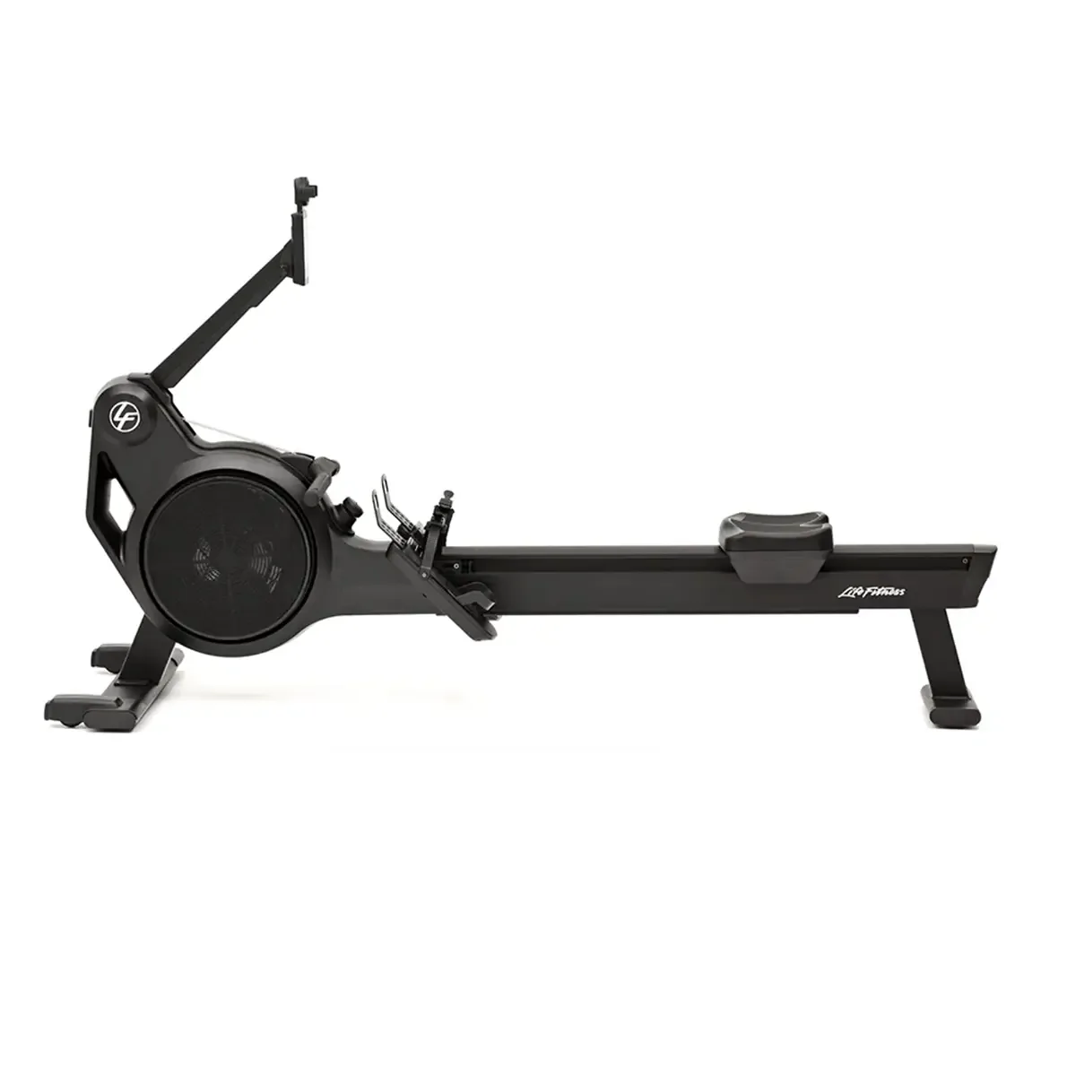 Indoor rowing machine with fluid resistance and WattRate power meter