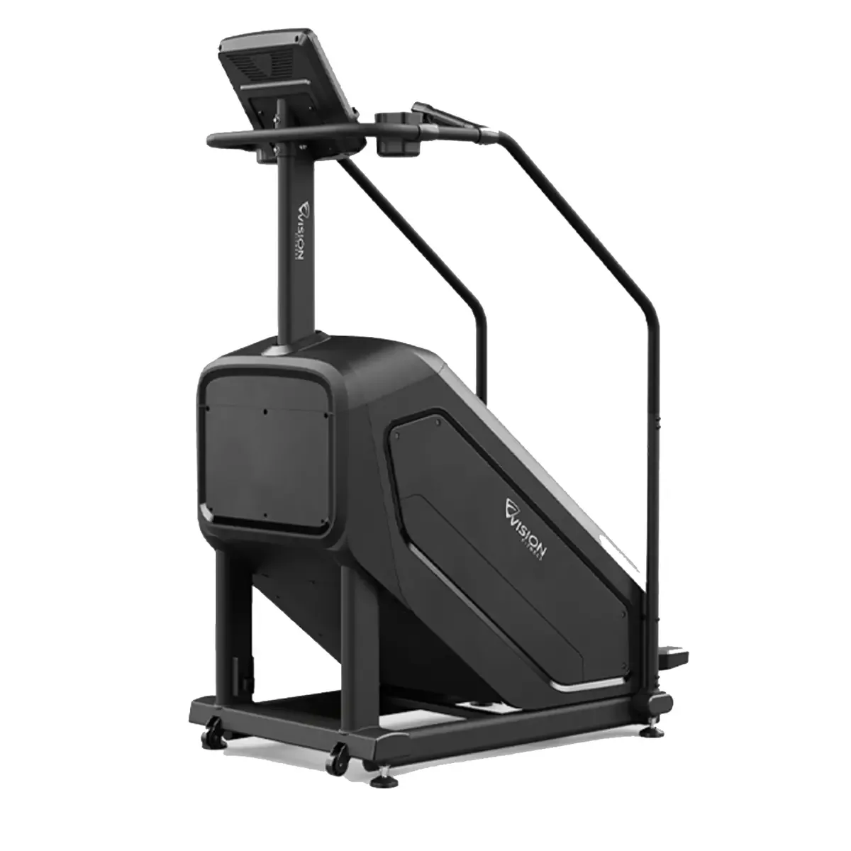 Vision stair climber with infrared user detection and dual water bottle holders
