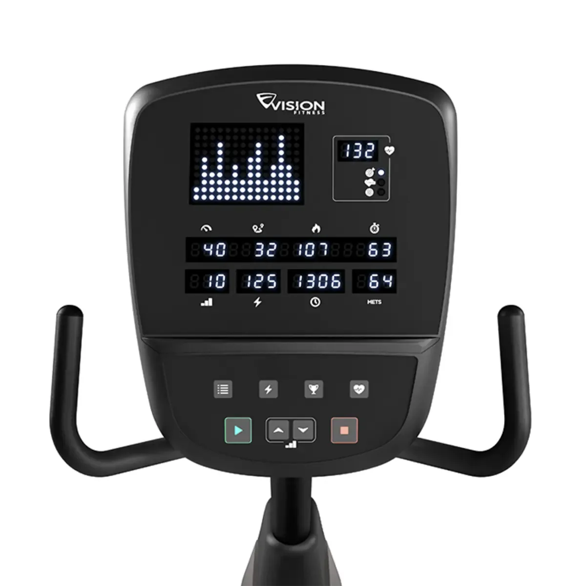 Vision R60 Vision recumbent bike with contact heart rate grips and lumbar support seat