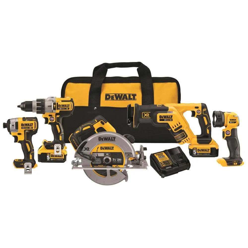 NEW DEWALT 20 V MAX XR Li-ion 5-TOOL Combo Kit