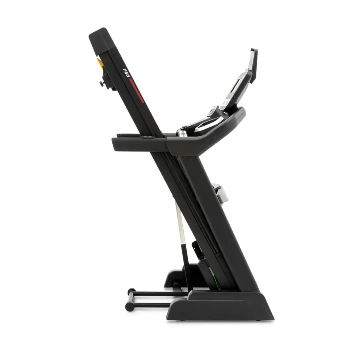SOLE F65 Home treadmill with handrail controls, USB charging, and Bluetooth speakers