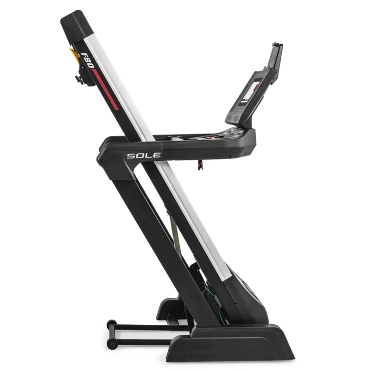 SOLE F80 Folding treadmill with built-in screen, wireless charging, and incline controls