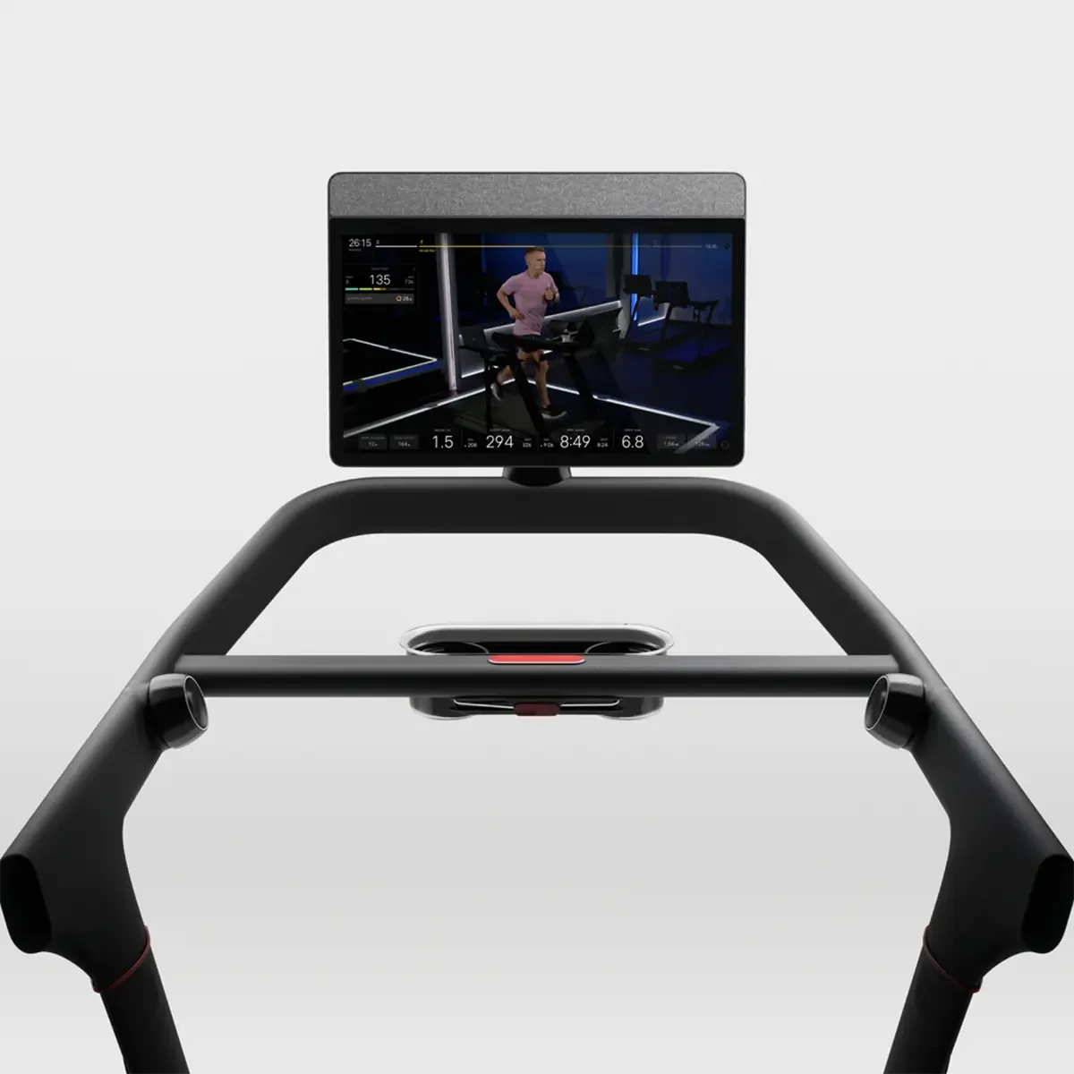 Peloton Compact treadmill with front-facing speakers and swivel touchscreen