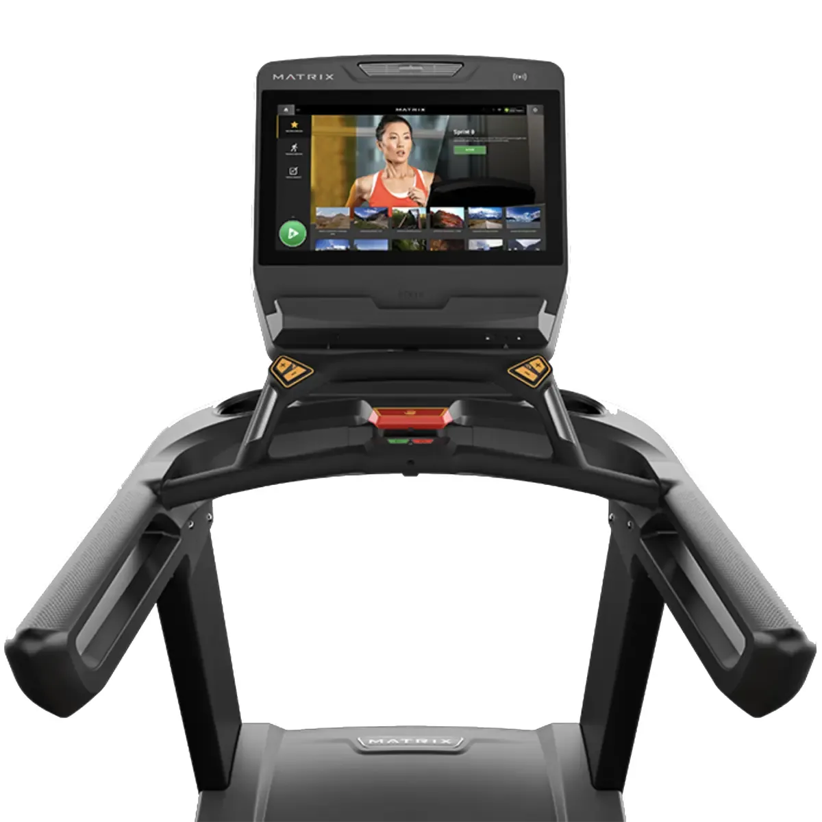 Continuous multi-grip handlebars on Matrix Performance Plus treadmill