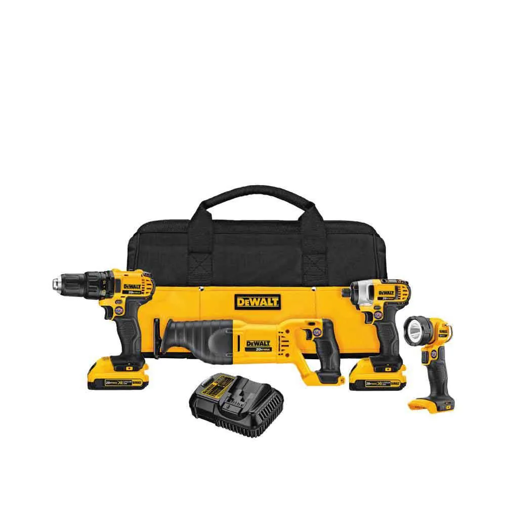 NEW DEWALT 4-Tool 20-Volt Max Lithium Ion Cordless Combo Kit