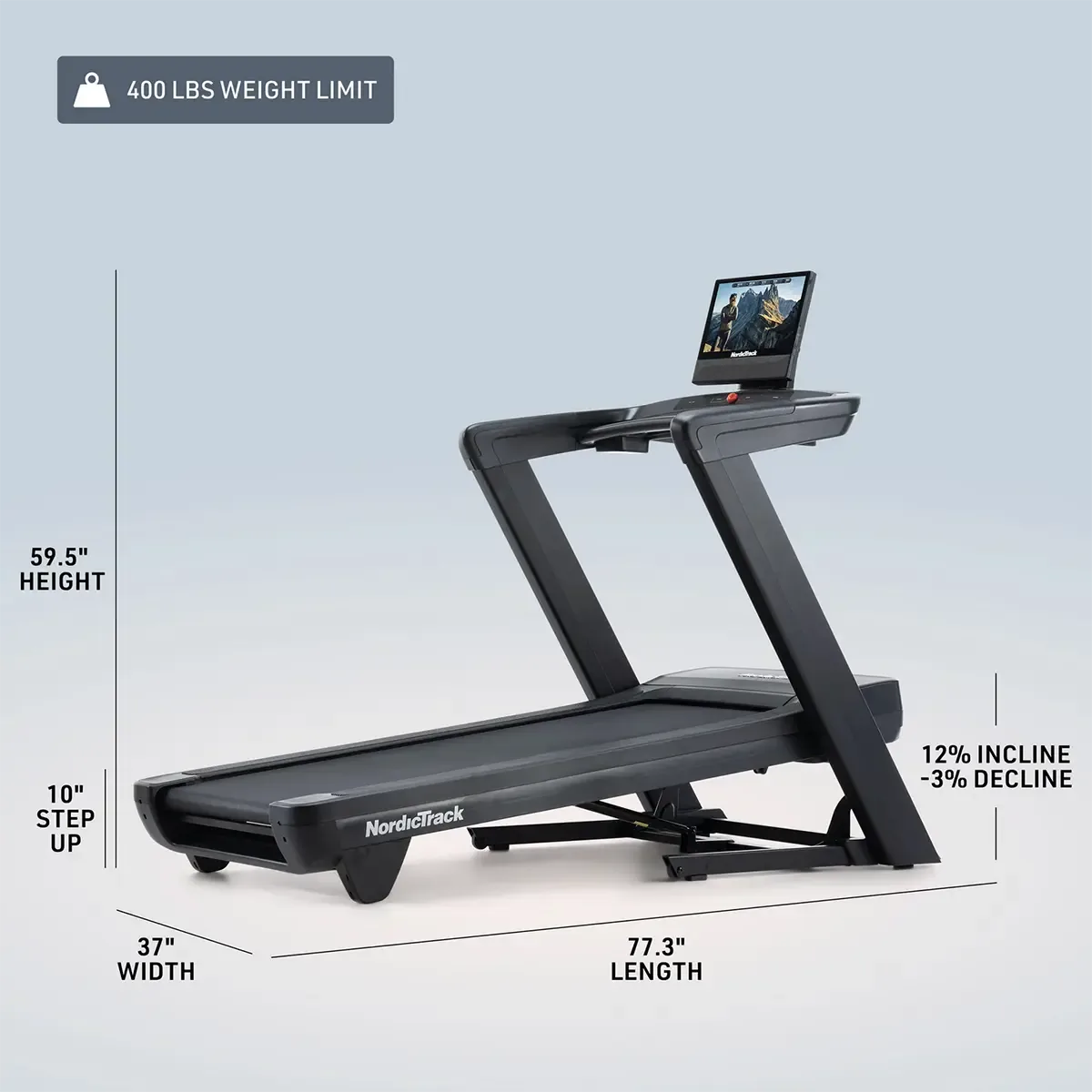 NordicTrack folding treadmill with incline and decline training