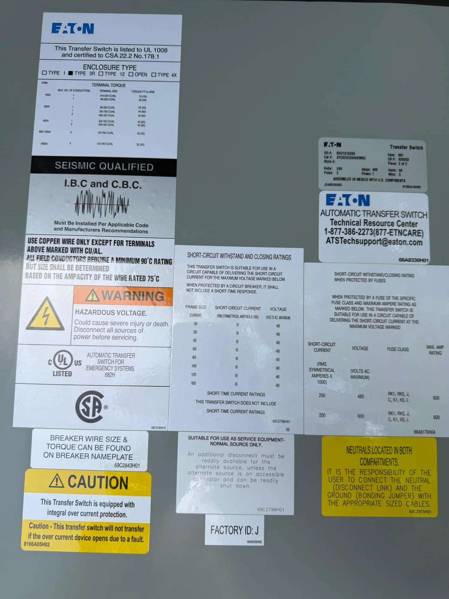 Eaton ATC-300 – 400AMP, 240V Automatic Transfer Switch