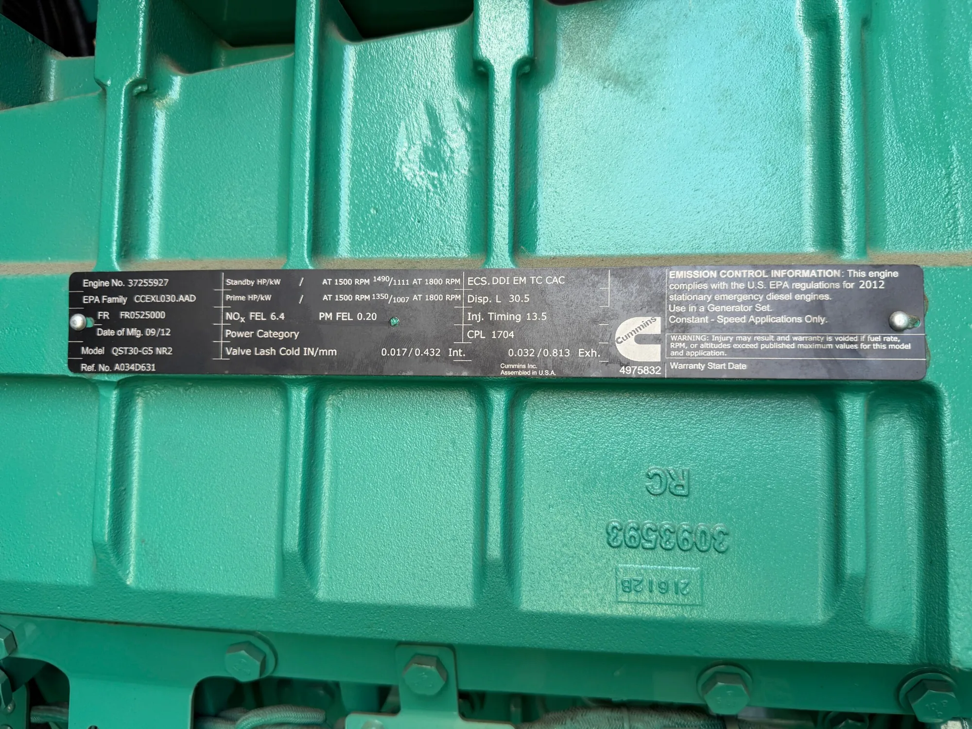 Cummins DQFAD / QST30 – 1000KW Tier 2 Diesel Generator Sets (2 Available)