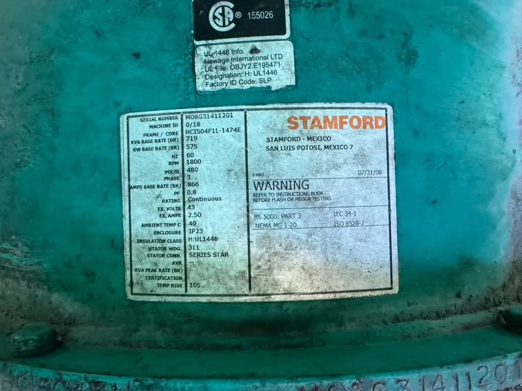 Cummins GTA38 – 600KW Natural Gas Powered Generator Set