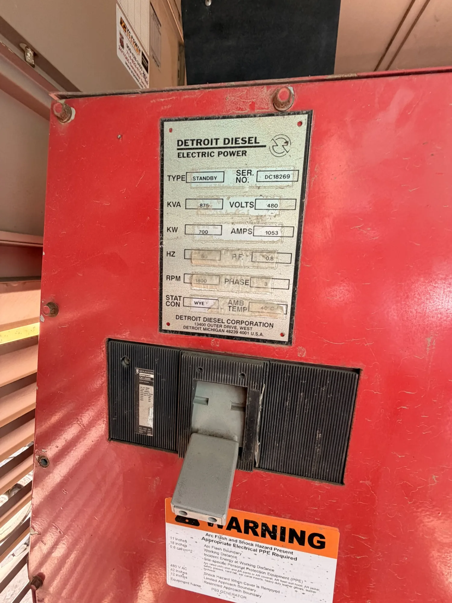 Detroit Diesel 16V92TA – 700KW Diesel Generator Set