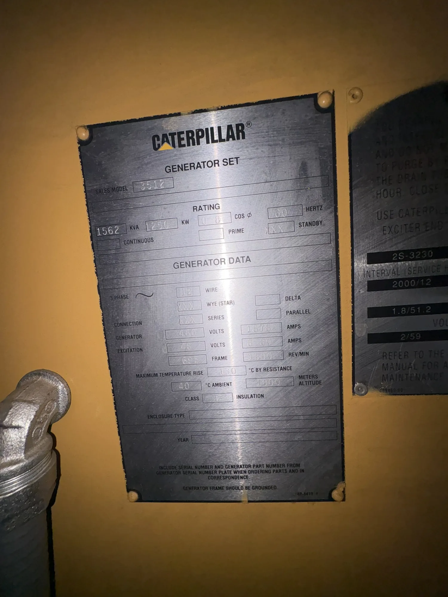 Caterpillar 3512 – 1250KW Enclosed Diesel Generator Set (2 AVAILABLE)
