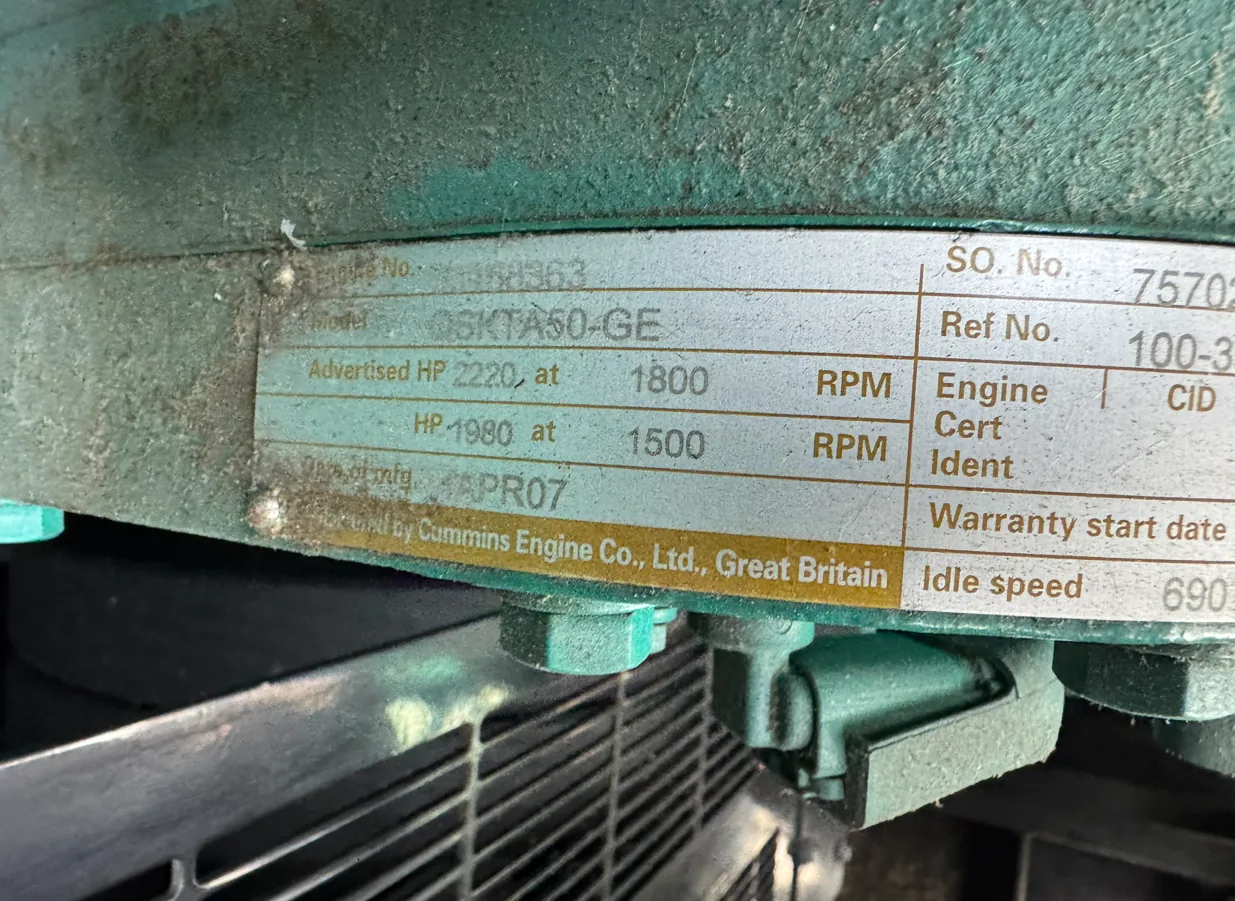 Cummins DQGAB / QSK50 – 1500KW Tier 2 Diesel Generator Set