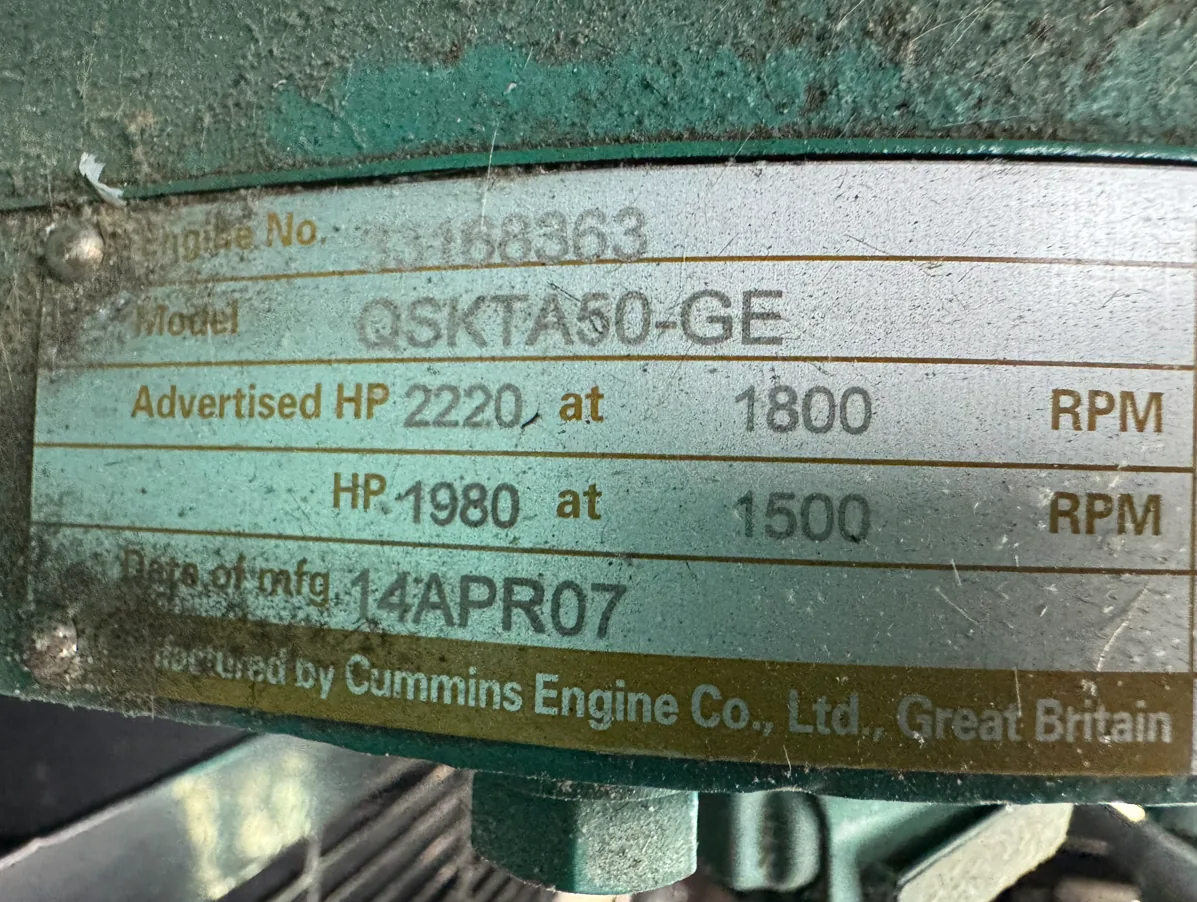 Cummins DQGAB / QSK50 – 1500KW Tier 2 Diesel Generator Set